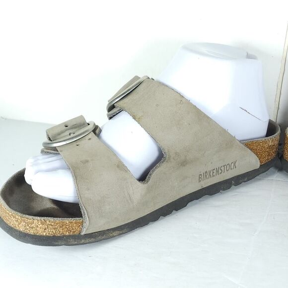 BIRKENSTOCK Women's Arizona Big Buckle US7 EU38 Gray Nubuck Slide Sandals Shoes - Picture 6 of 16